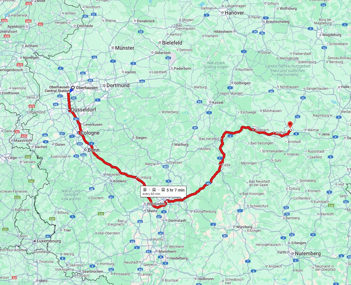 Anreise von Oberhausen Zu Erfurt Über 