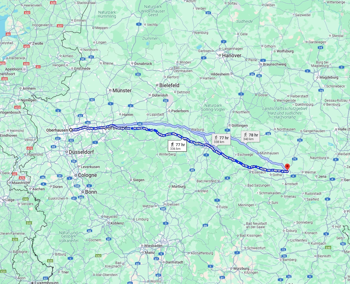 Anreise von Oberhausen Zu Erfurt Über 