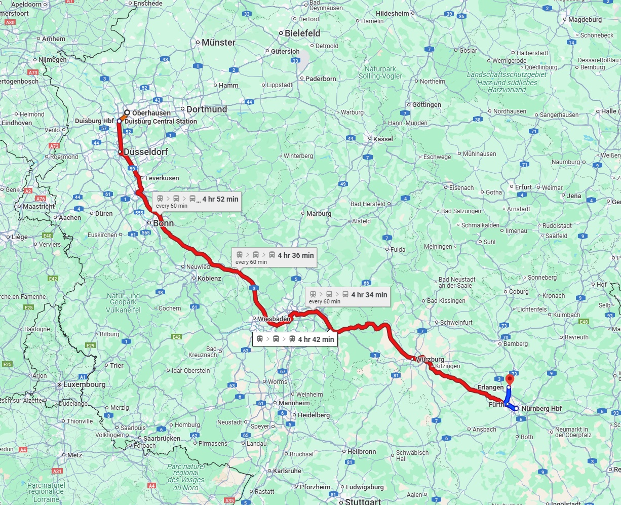 Anreise von Oberhausen Zu Erlangen Über 