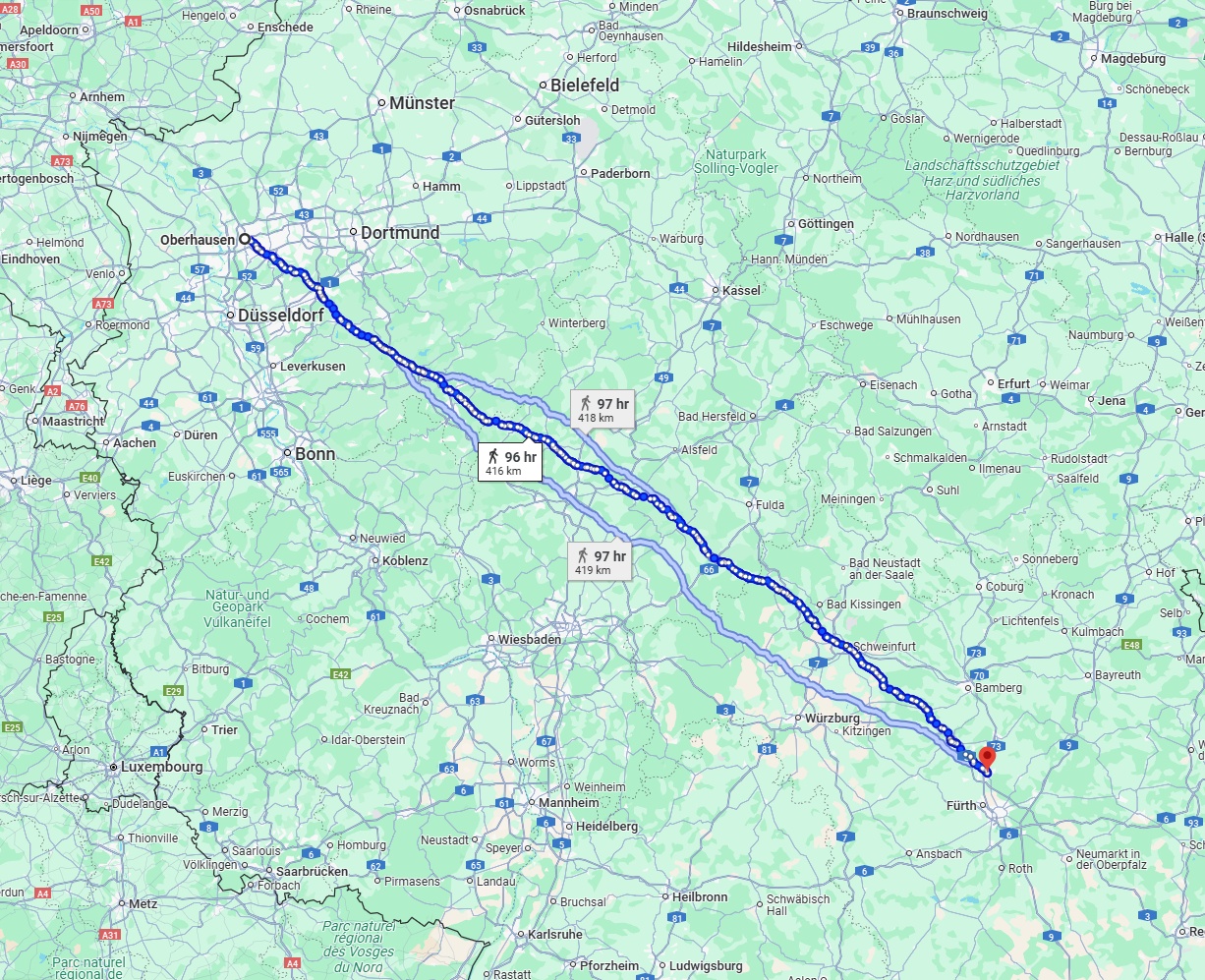 Anreise von Oberhausen Zu Erlangen Über 