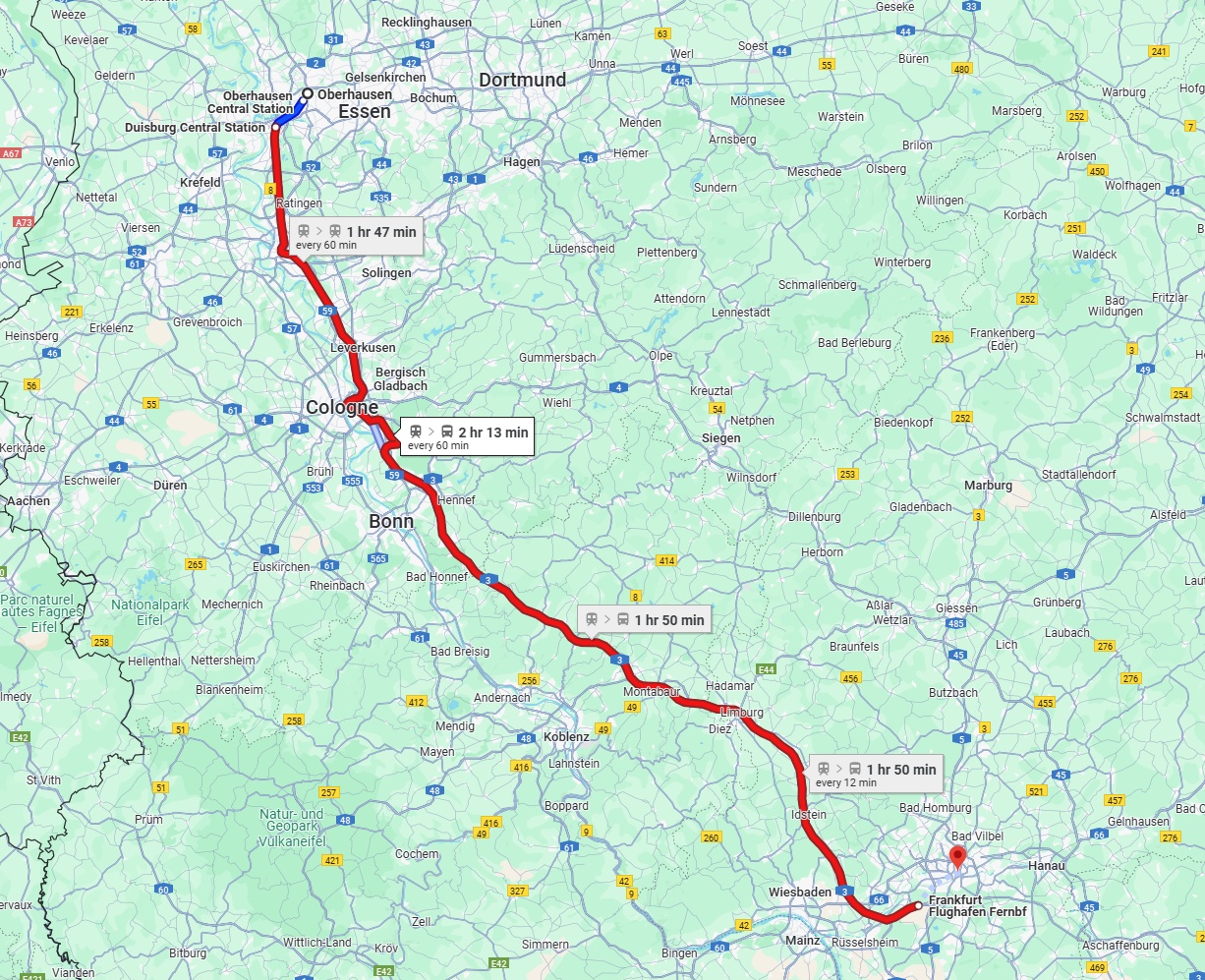 Anreise von Oberhausen Zu Frankfurt am Main Über 