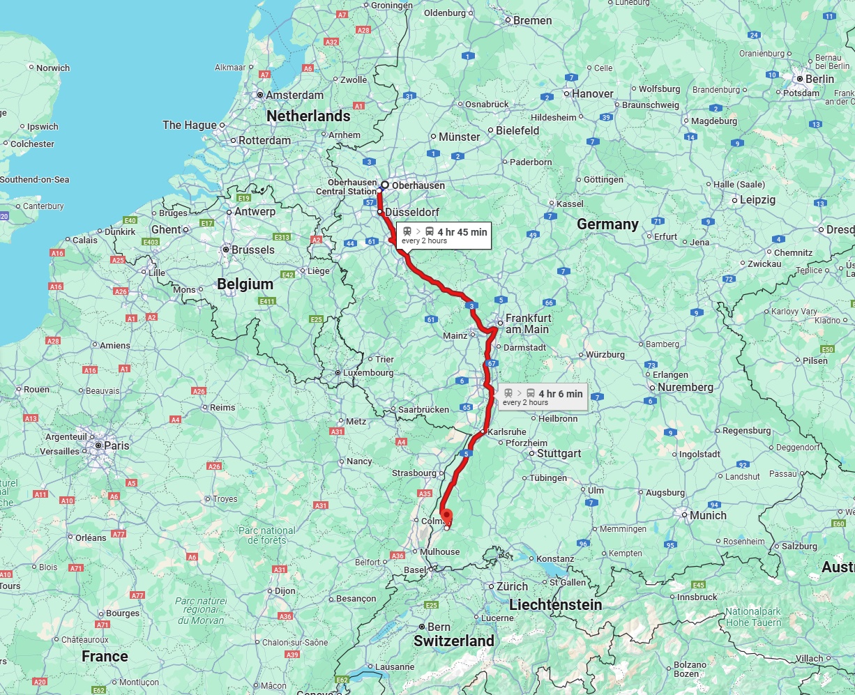 Anreise von Oberhausen Zu Freiburg im Breisgau Über 