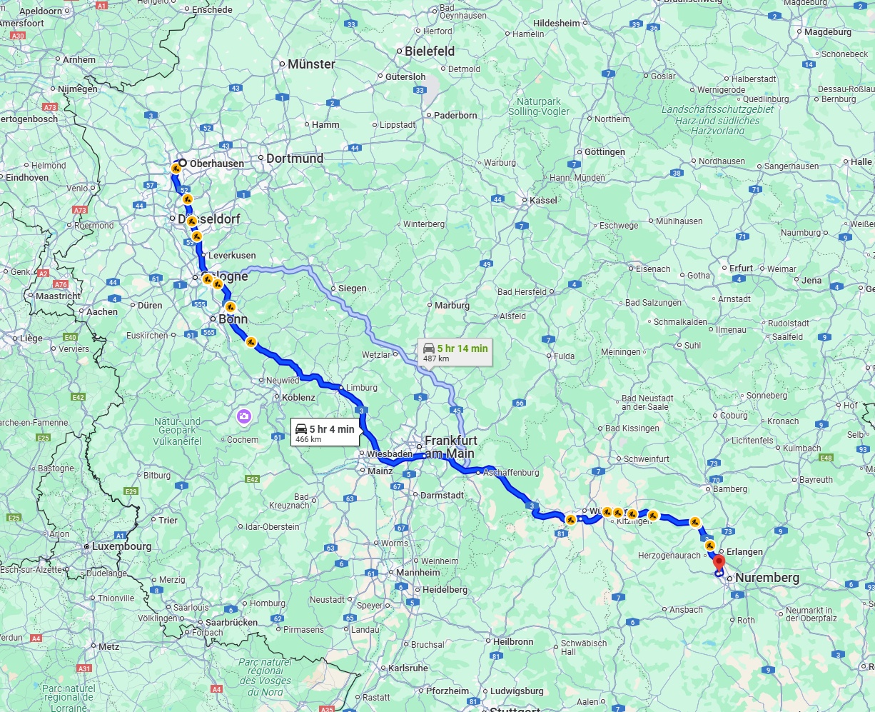 Anreise von Oberhausen Zu Fürth Über via A3
