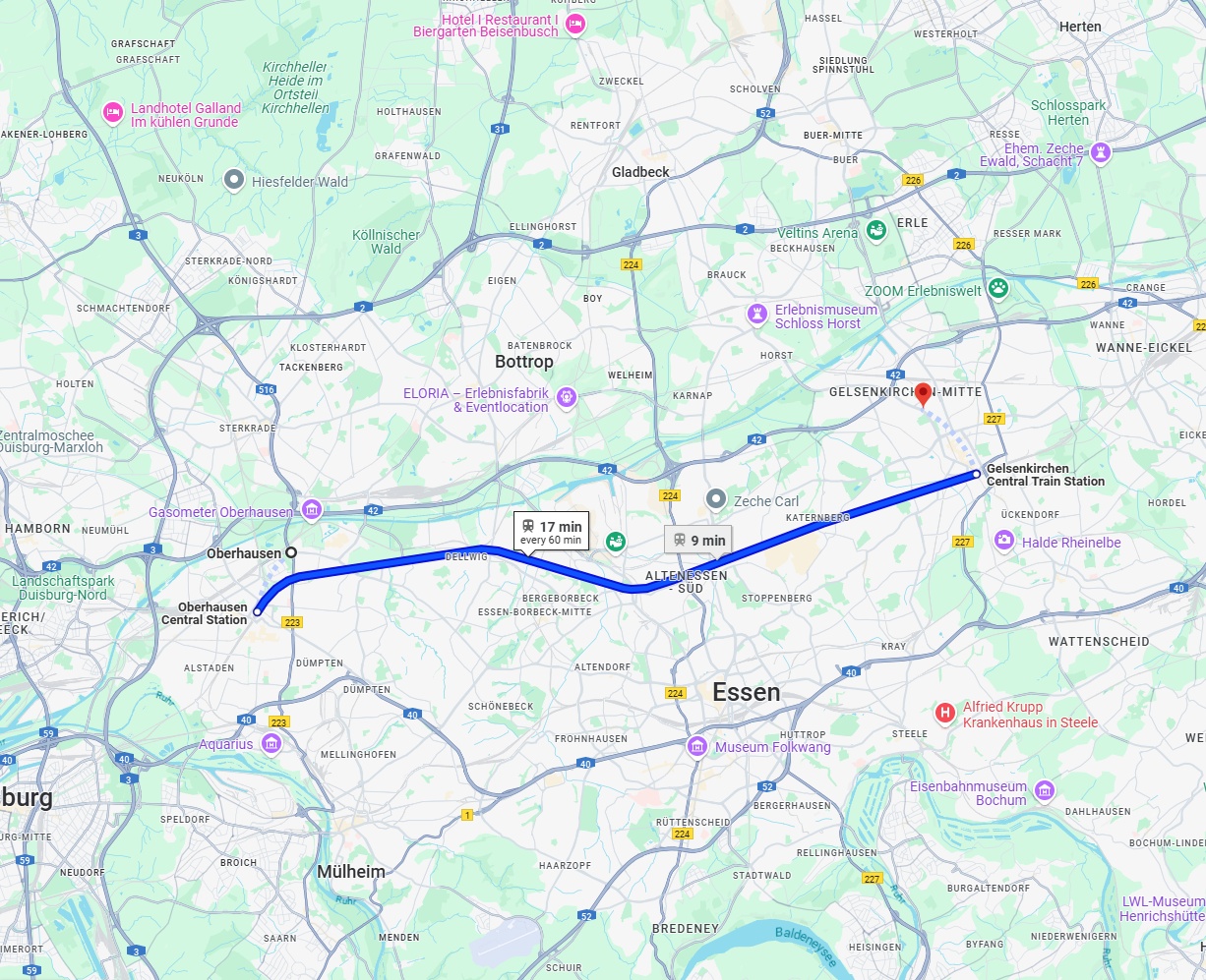 Anreise von Oberhausen Zu Gelsenkirchen Über 