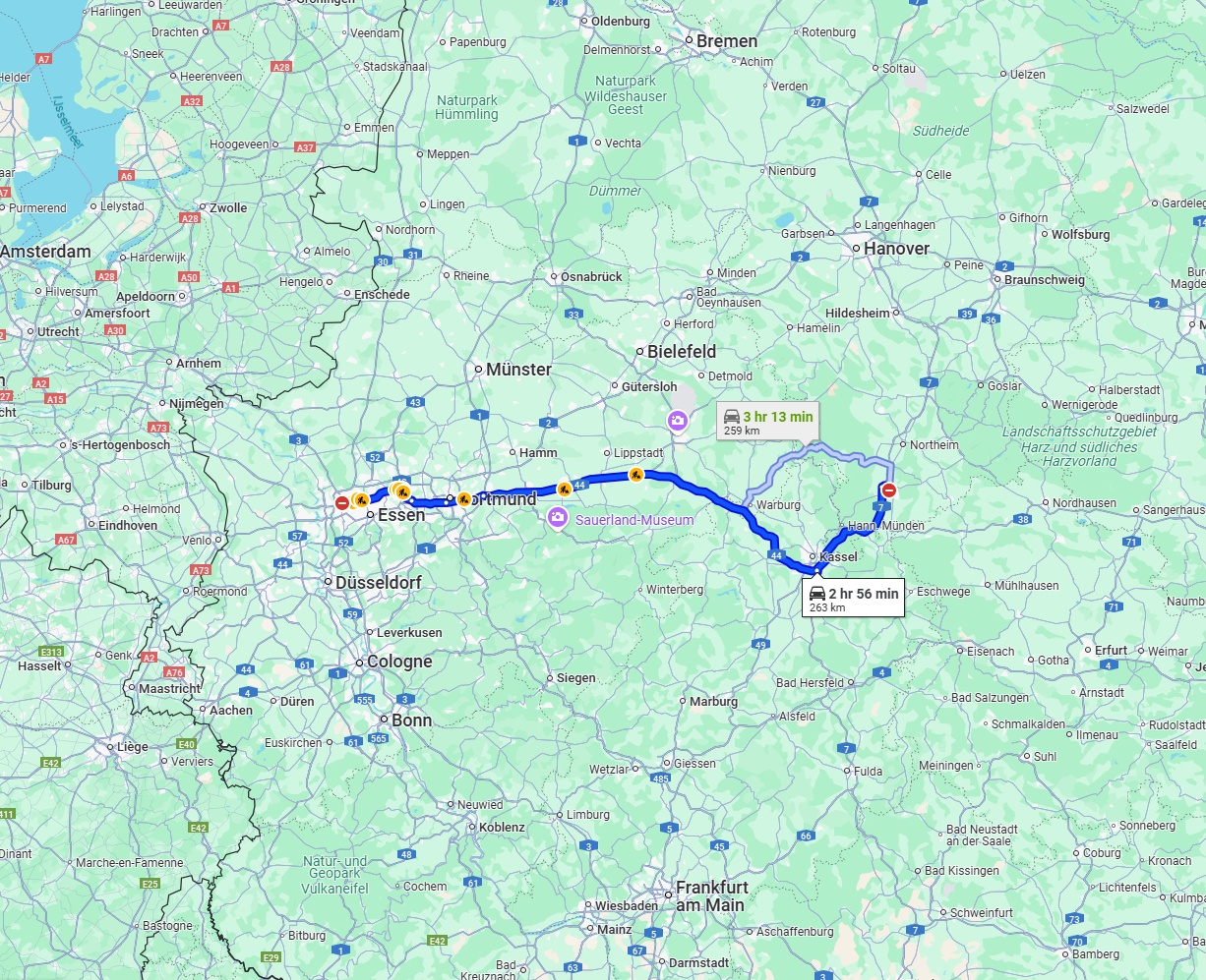 Anreise von Oberhausen Zu Göttingen Über via A44