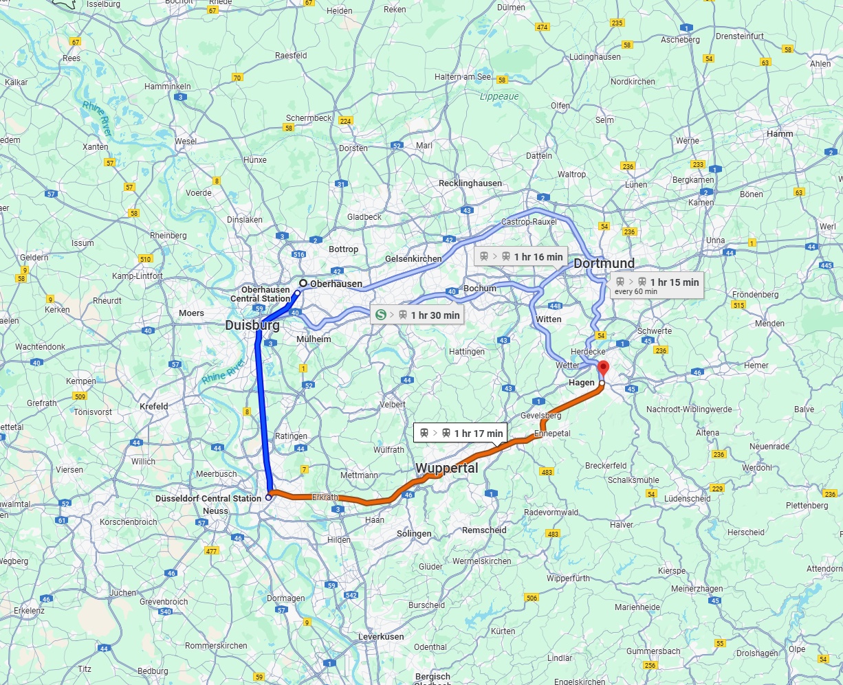 Anreise von Oberhausen Zu Hagen Über 