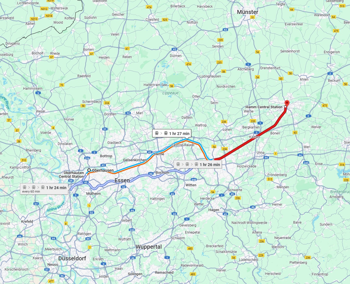 Anreise von Oberhausen Zu Hamm Über 