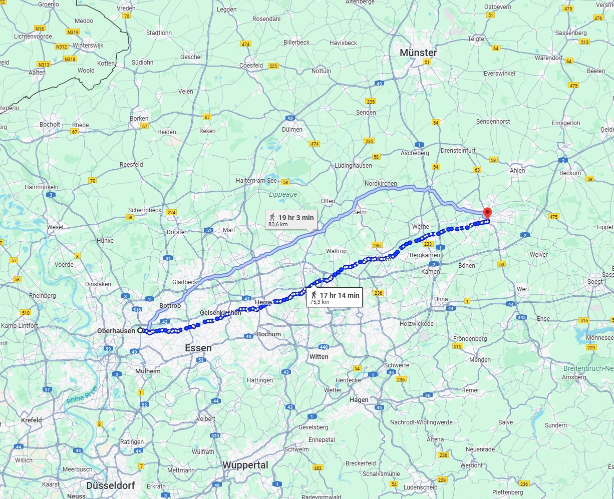 Anreise von Oberhausen Zu Hamm Über 