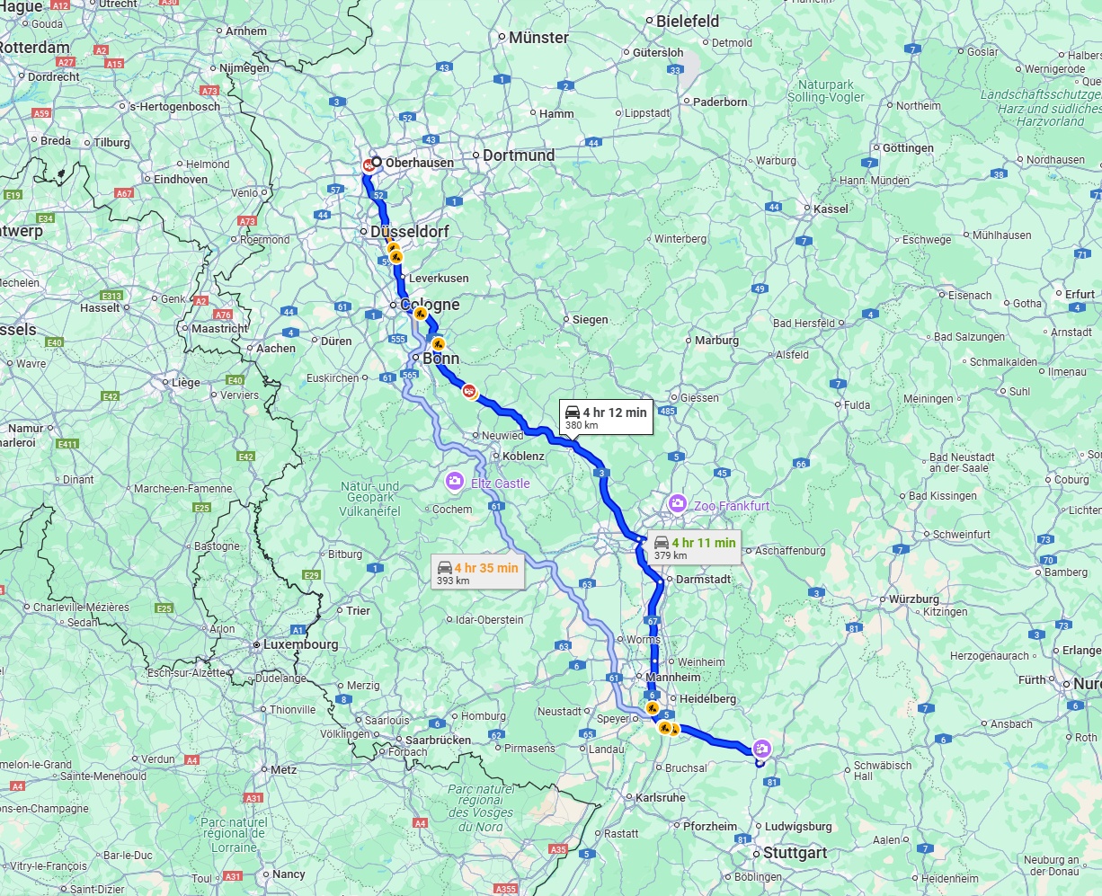 Anreise von Oberhausen Zu Heilbronn Über via A3