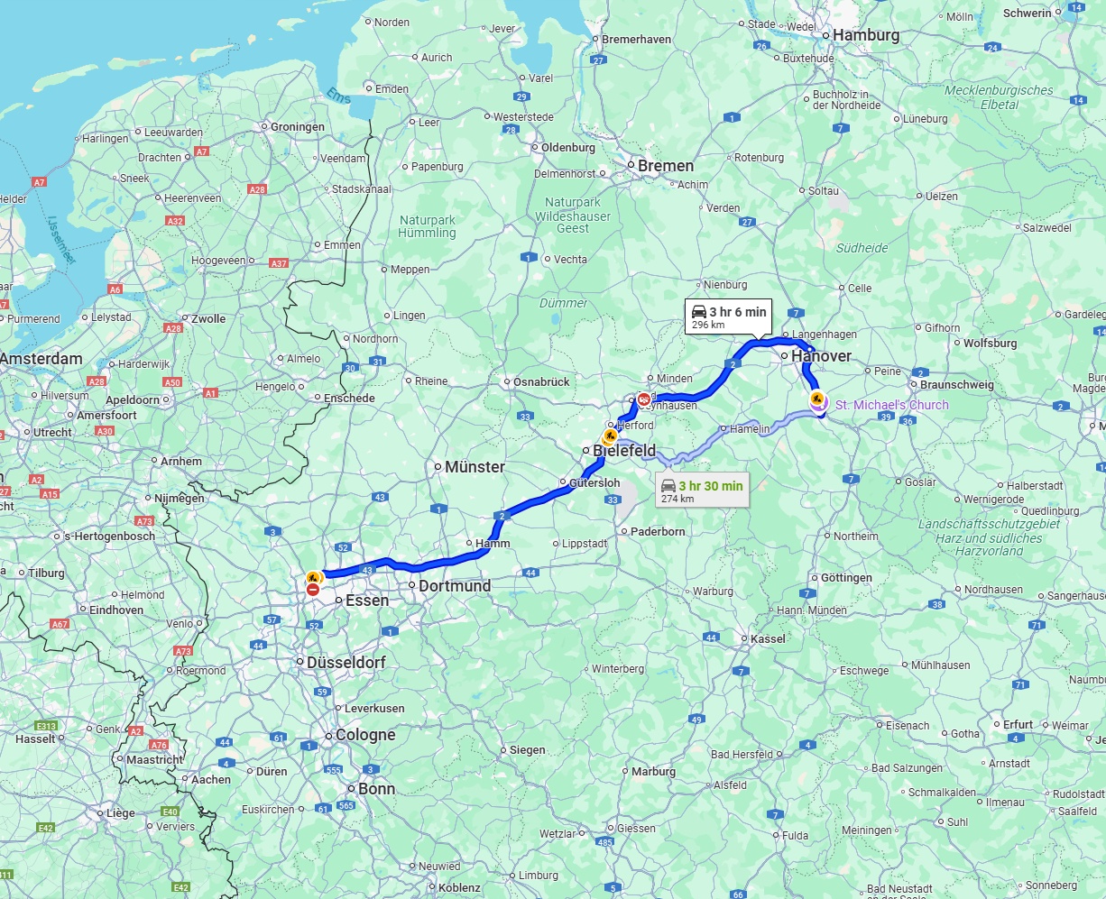 Anreise von Oberhausen Zu Hildesheim Über via A2