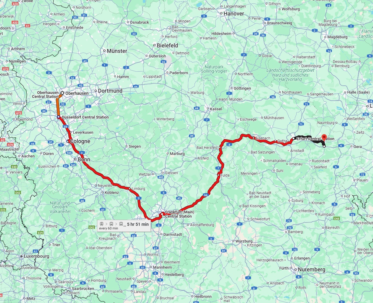 Anreise von Oberhausen Zu Jena Über 