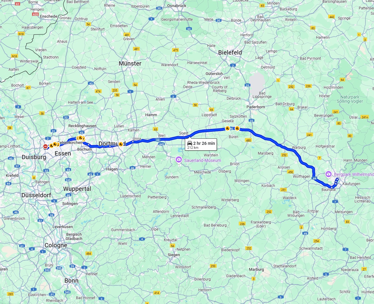 Anreise von Oberhausen Zu Kassel Über via A44