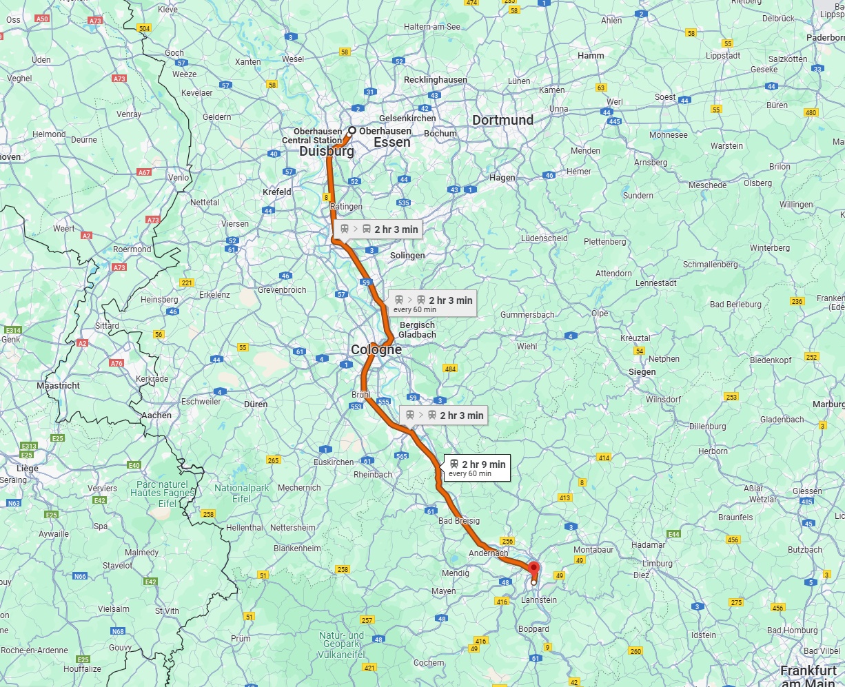 Anreise von Oberhausen Zu Koblenz Über 