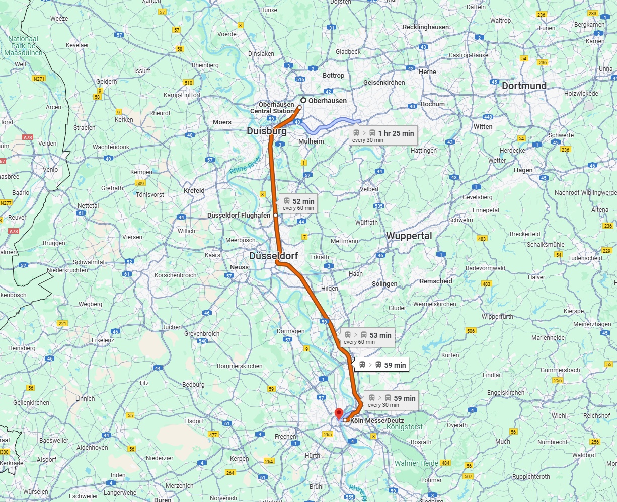 Anreise von Oberhausen Zu Köln Über 