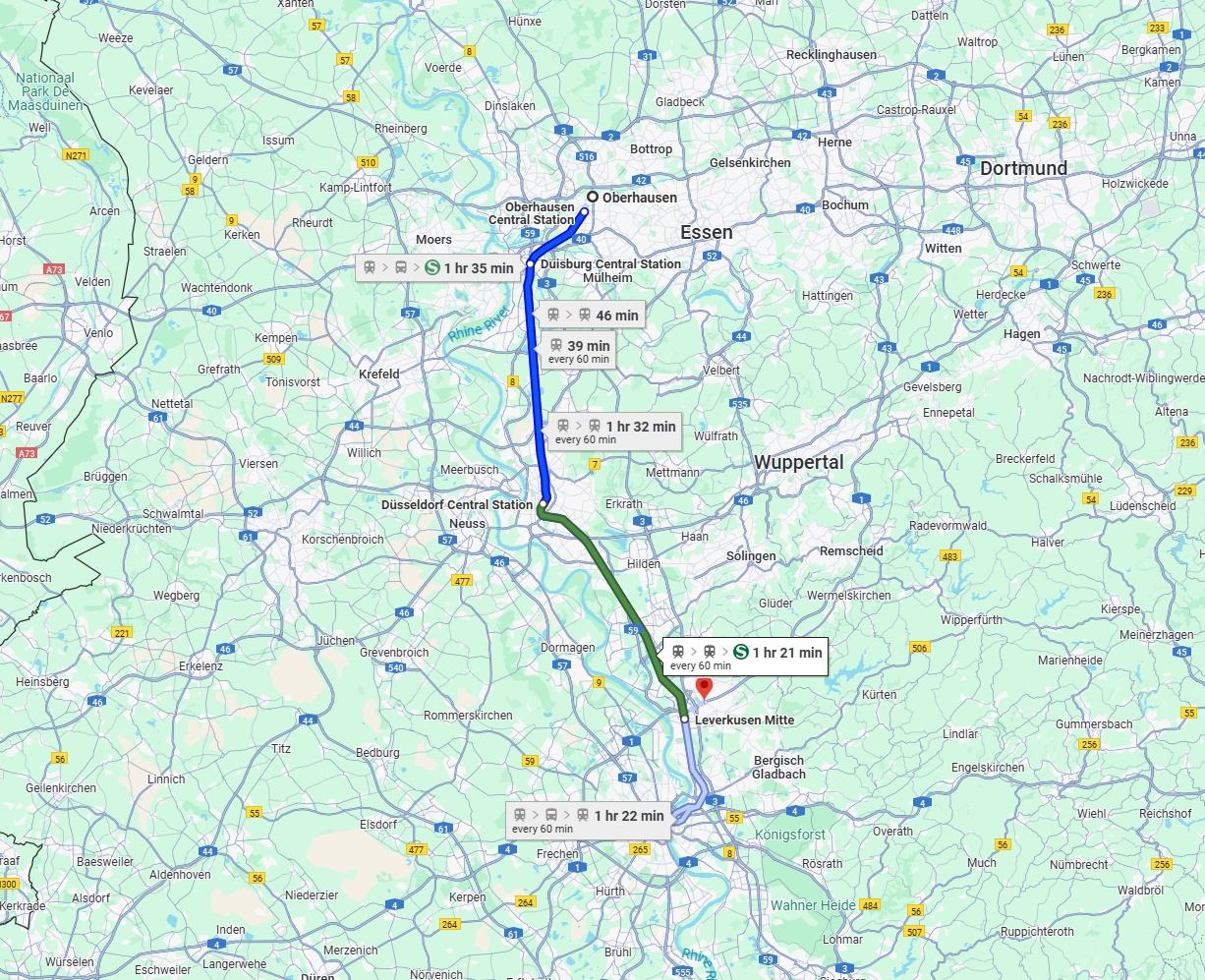 Anreise von Oberhausen Zu Leverkusen Über 