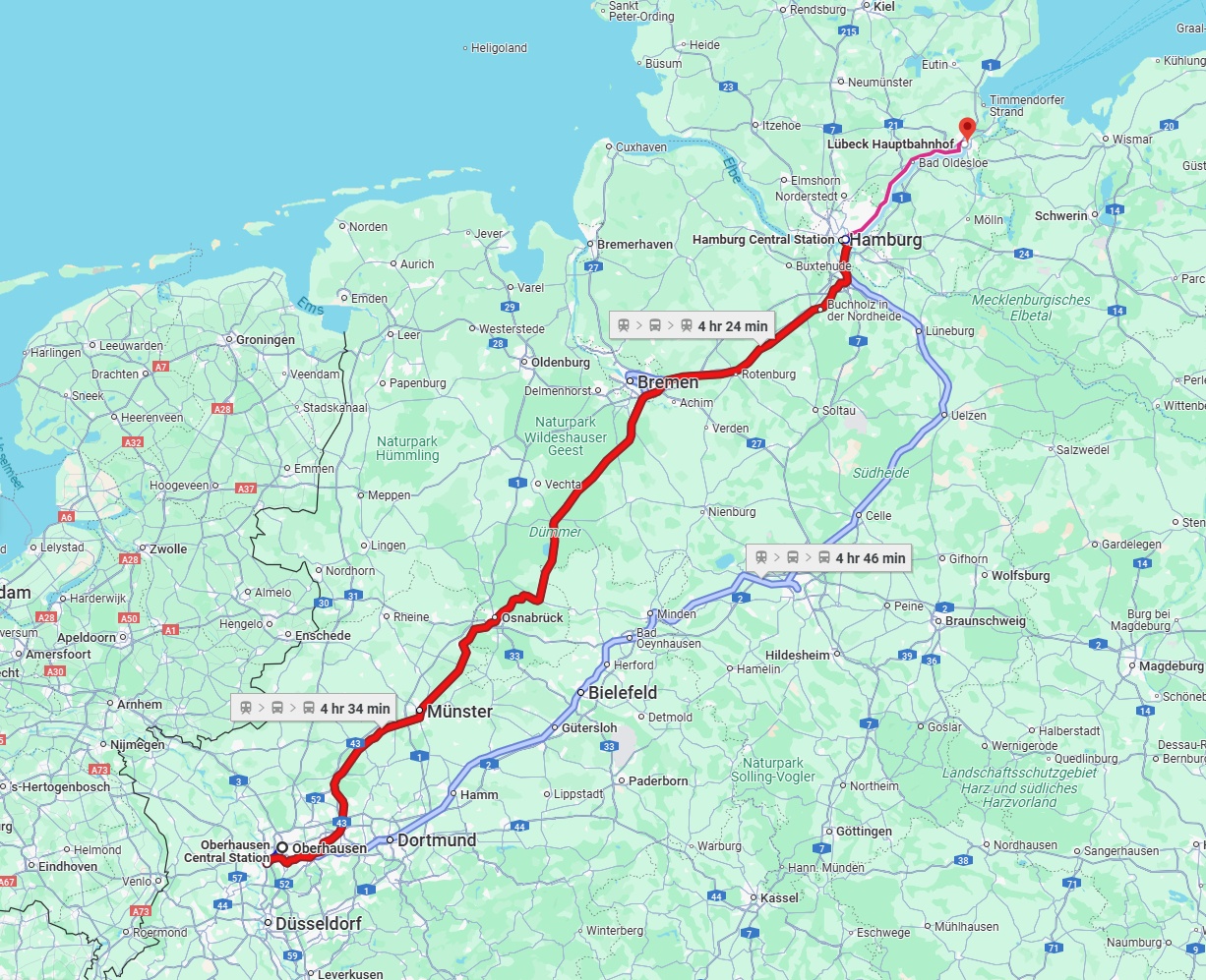 Anreise von Oberhausen Zu Lübeck Über 