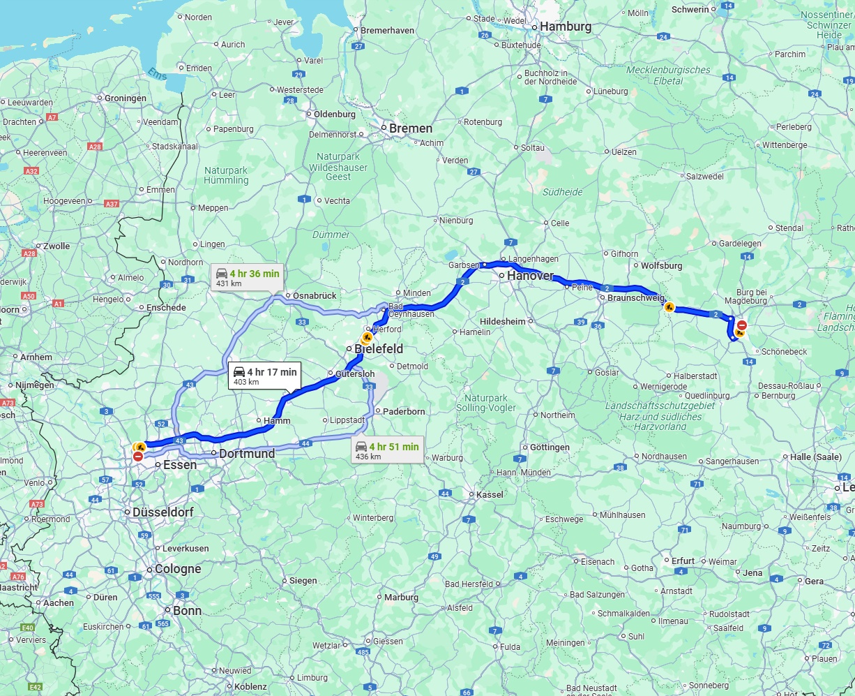 Anreise von Oberhausen Zu Magdeburg Über via A2