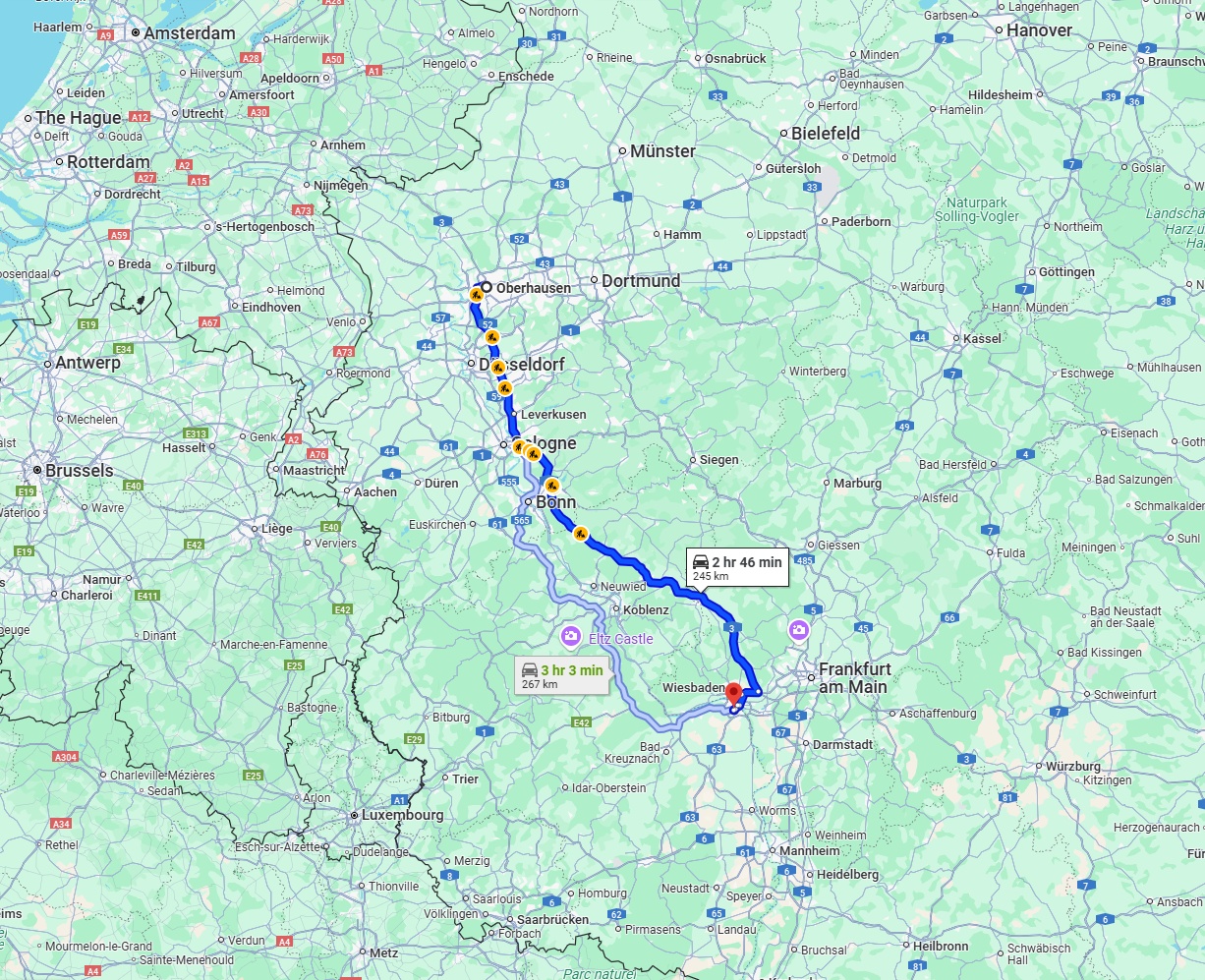 Anreise von Oberhausen Zu Mainz Über via A3