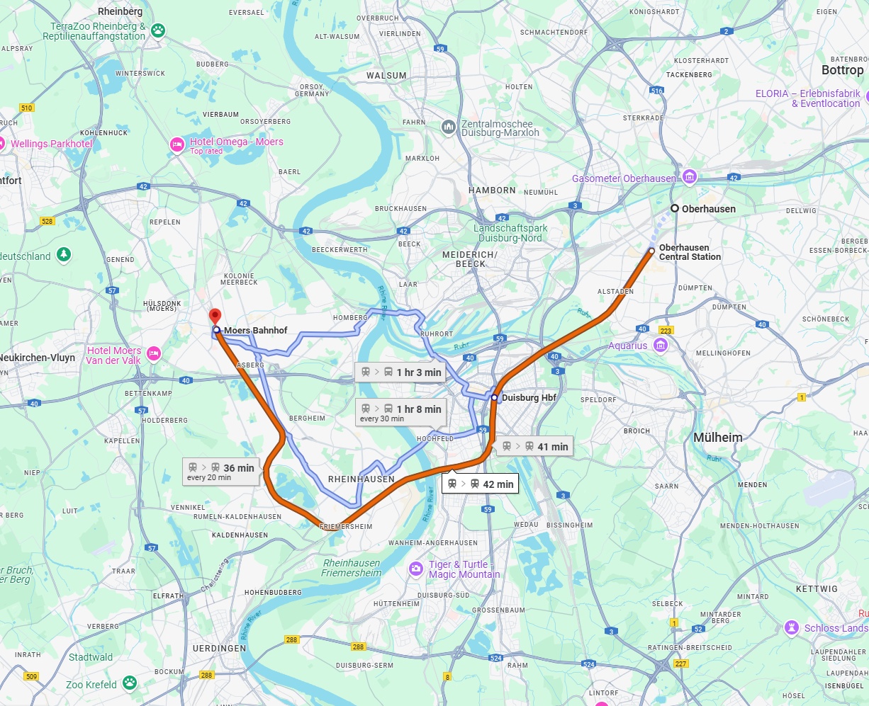 Anreise von Oberhausen Zu Moers Über 