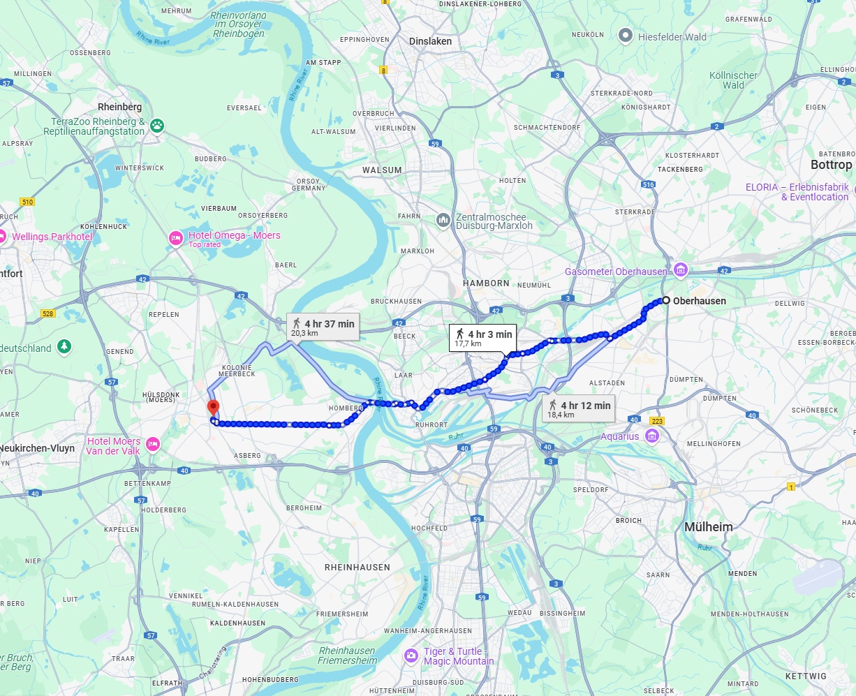 Anreise von Oberhausen Zu Moers Über 