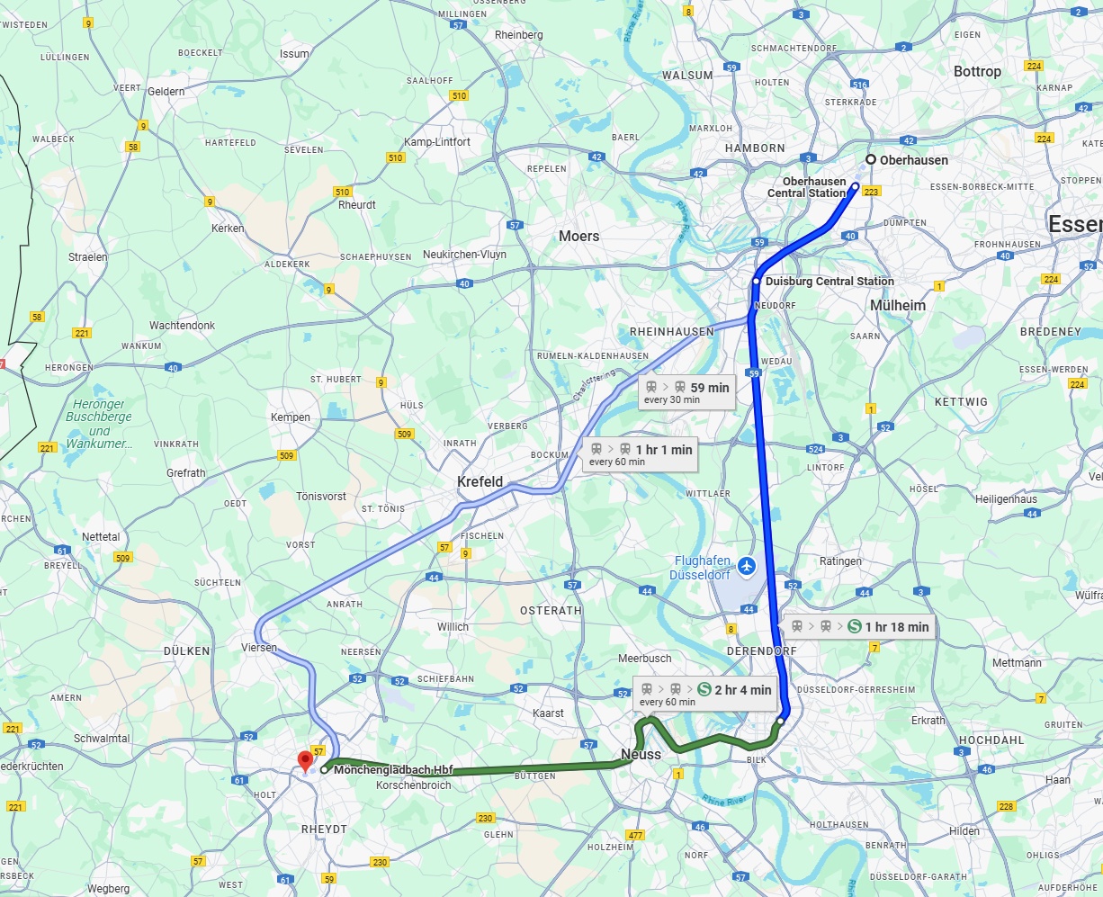 Anreise von Oberhausen Zu Mönchengladbach Über 
