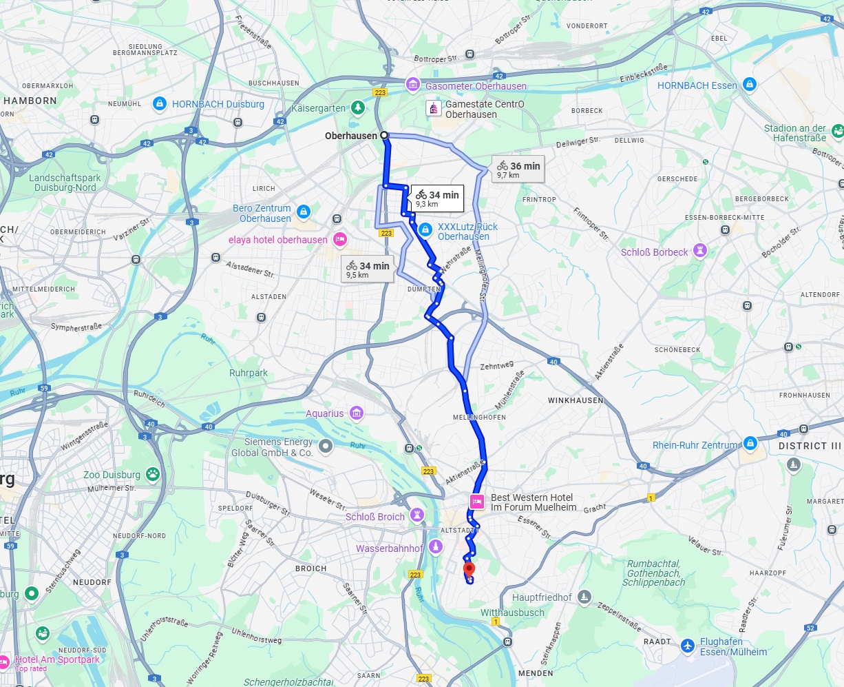 Anreise von Oberhausen Zu Mülheim an der Ruhr Über 