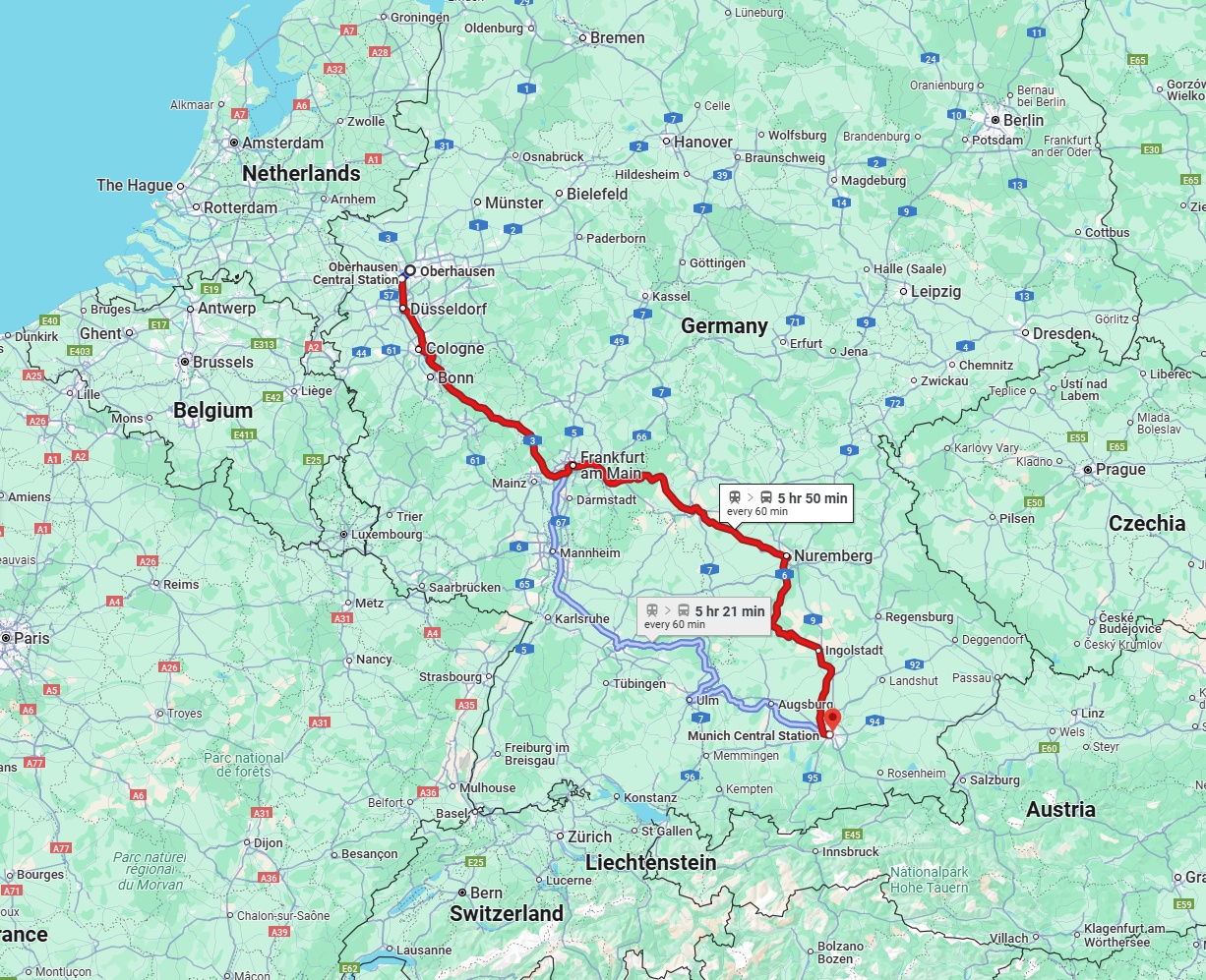 Anreise von Oberhausen Zu München Über 