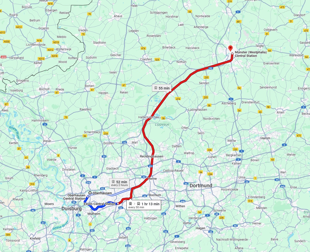 Anreise von Oberhausen Zu Münster Über 