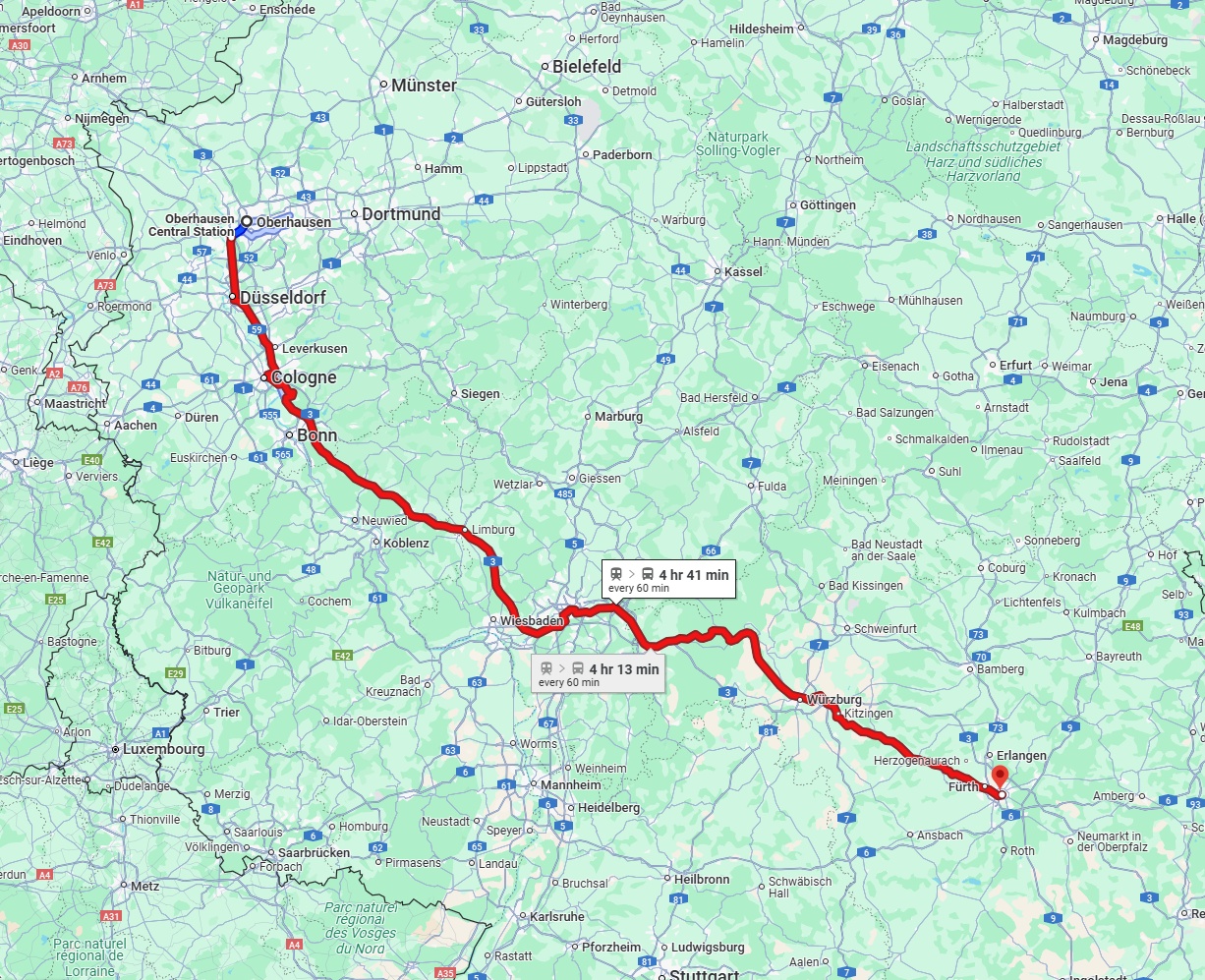 Anreise von Oberhausen Zu Nürnberg Über 