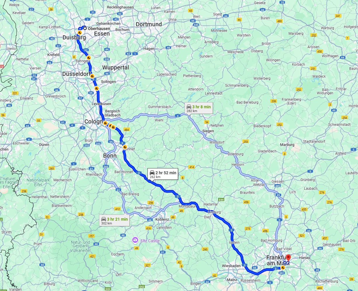 Anreise von Oberhausen Zu Offenbach am Main Über via A3