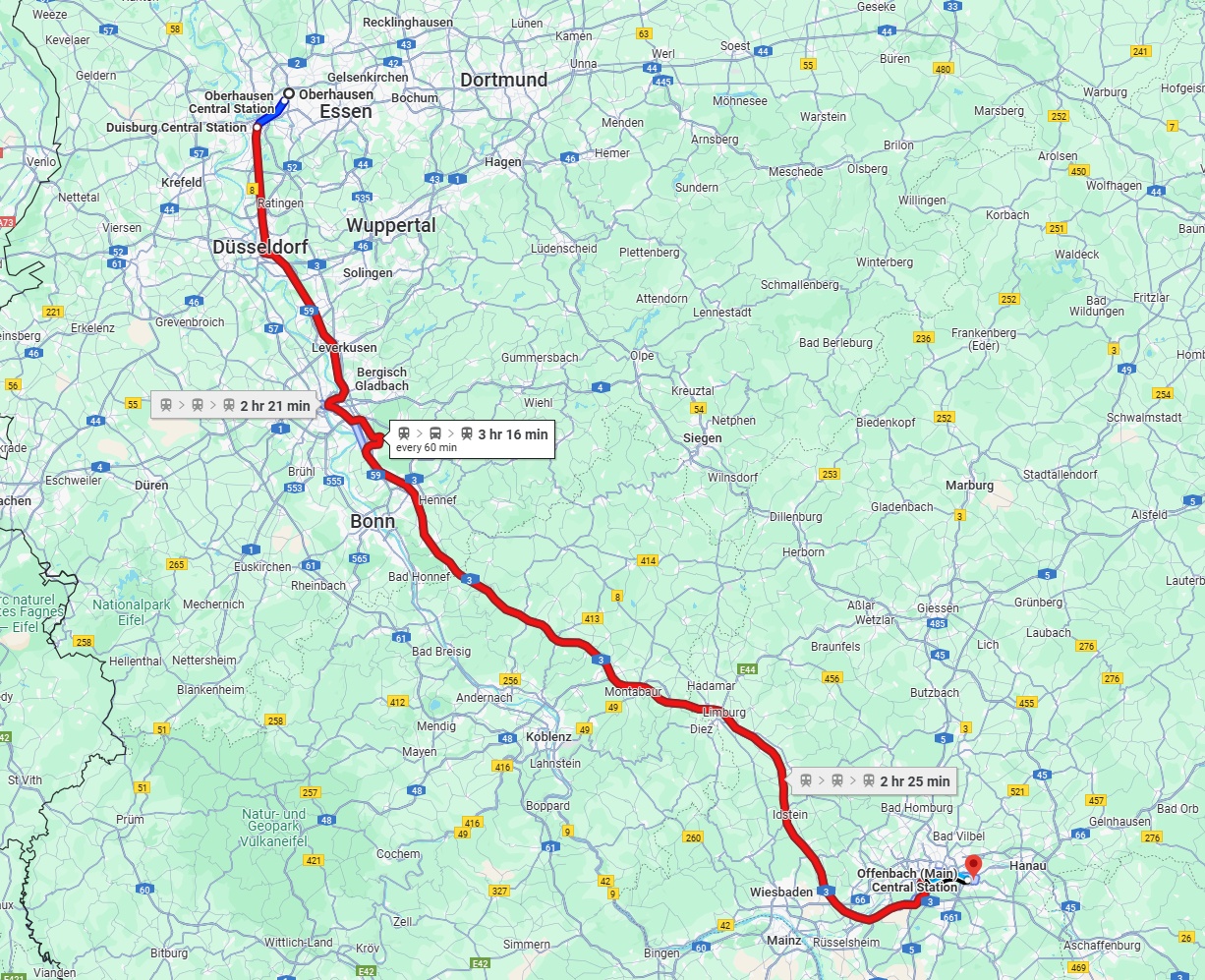 Anreise von Oberhausen Zu Offenbach am Main Über 