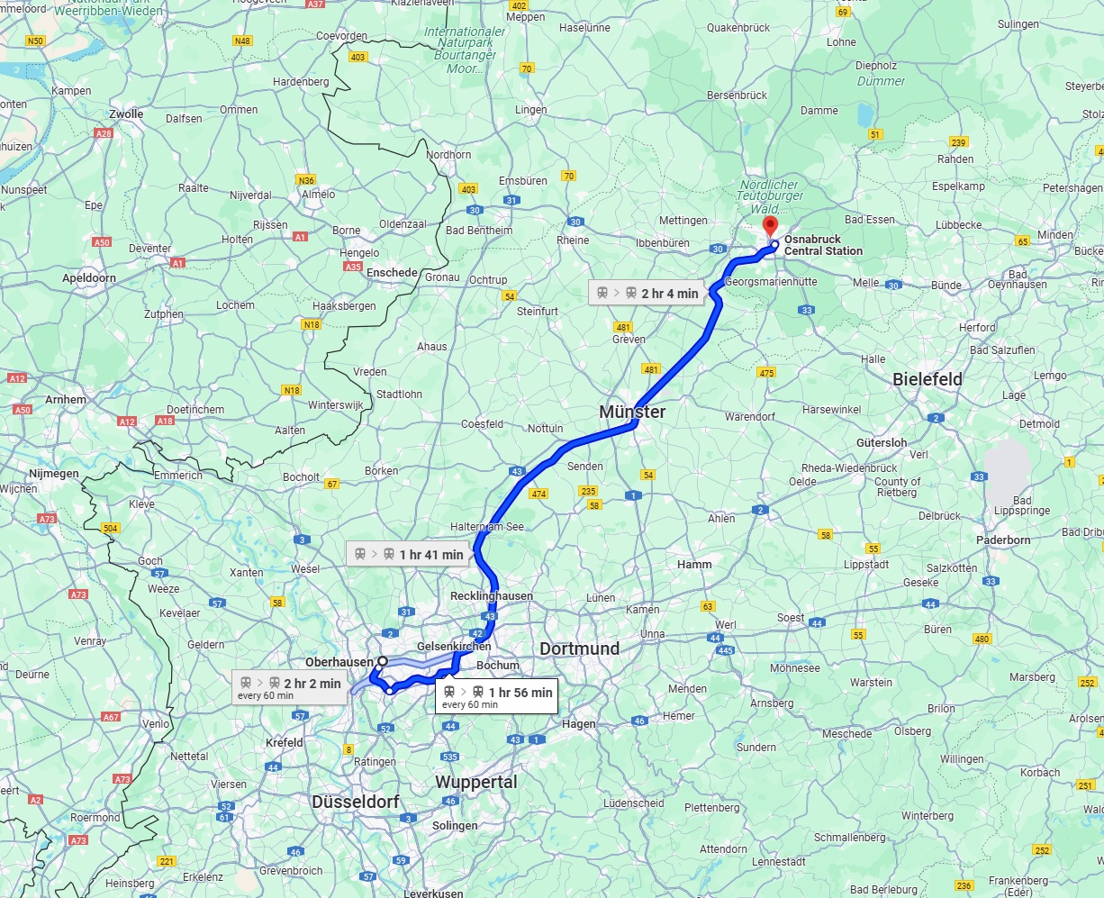 Anreise von Oberhausen Zu Osnabrück Über 
