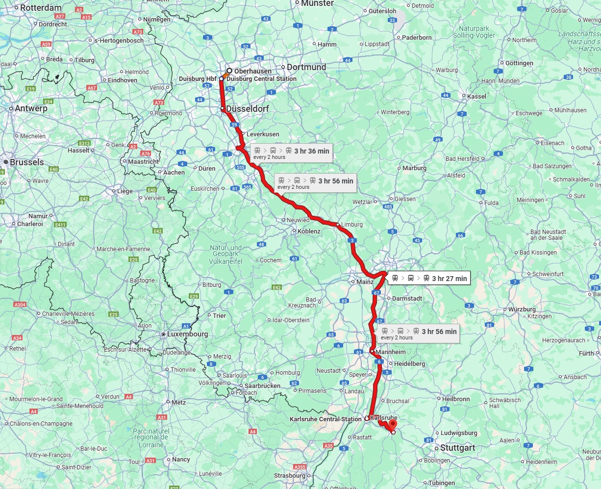 Anreise von Oberhausen Zu Pforzheim Über 