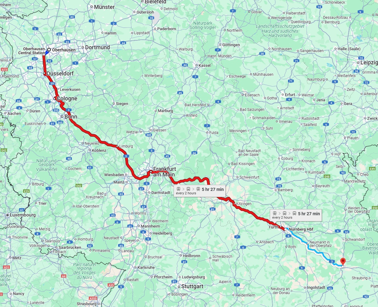 Anreise von Oberhausen Zu Regensburg Über 