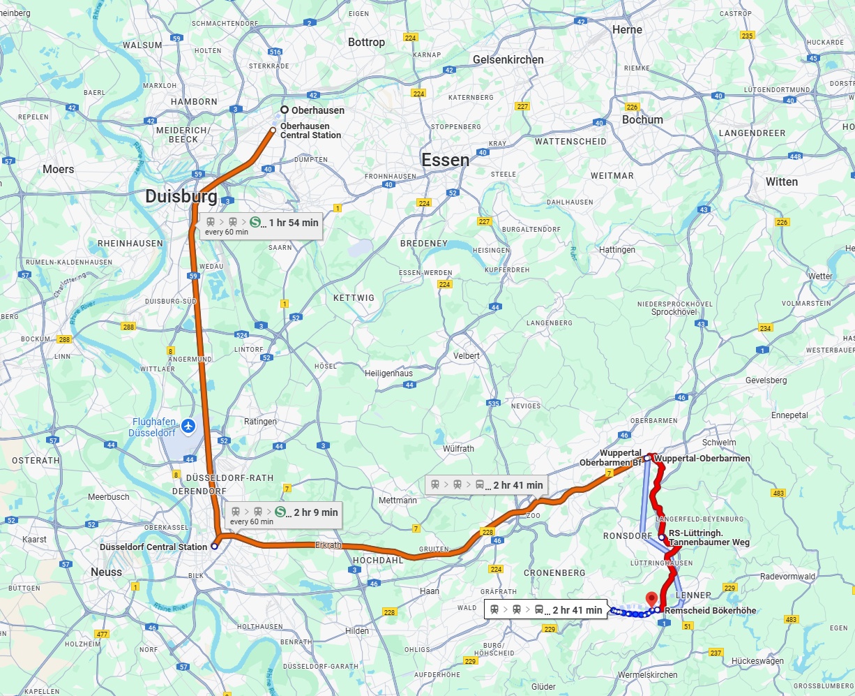 Anreise von Oberhausen Zu Remscheid Über 