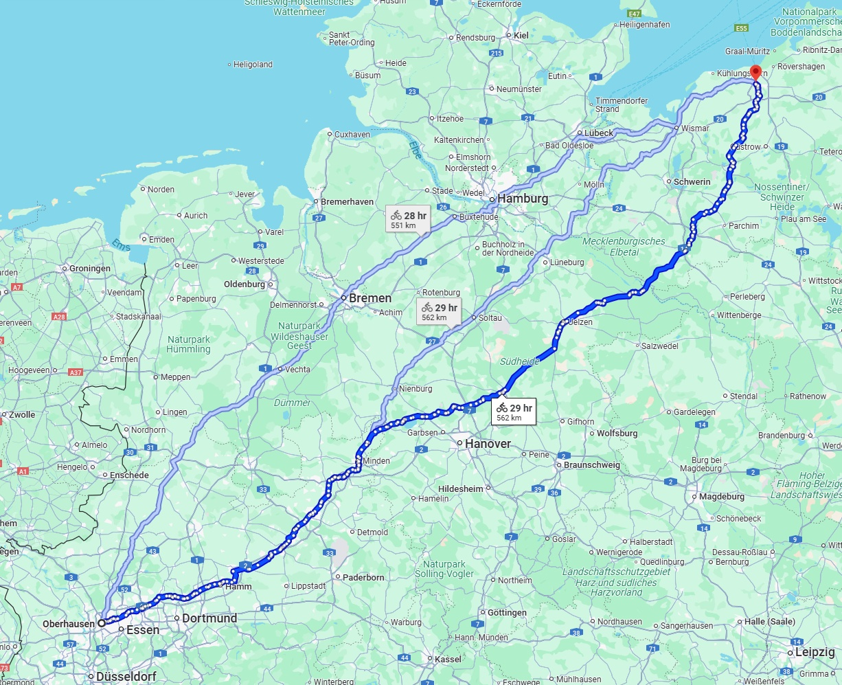 Anreise von Oberhausen Zu Rostock Über 