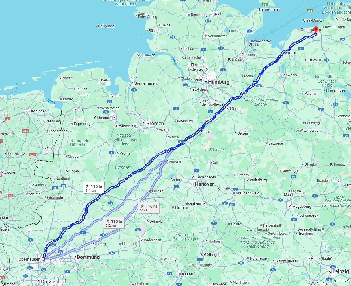 Anreise von Oberhausen Zu Rostock Über 