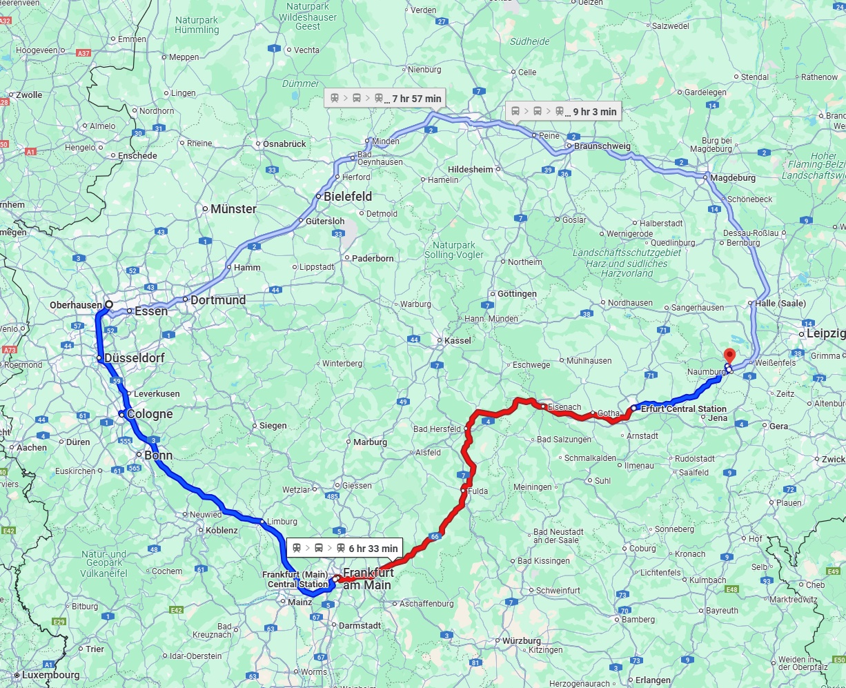 Anreise von Oberhausen Zu Saale Über 