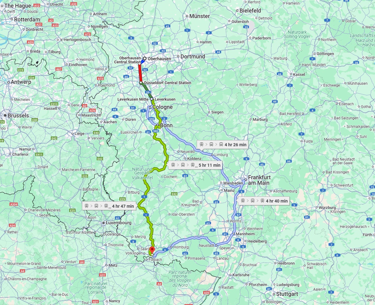 Anreise von Oberhausen Zu Saarbrücken Über 