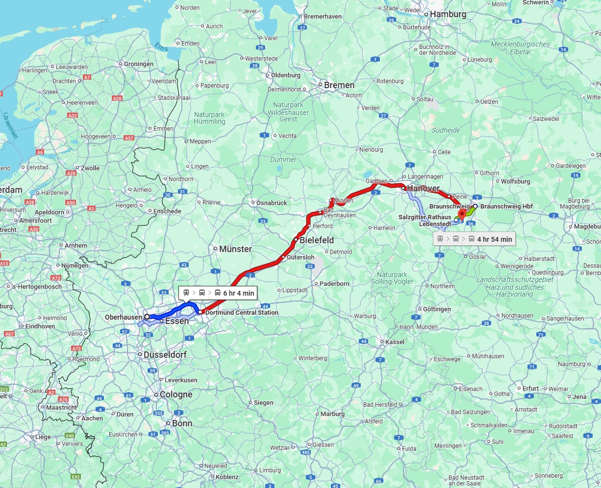 Anreise von Oberhausen Zu Salzgitter Über 