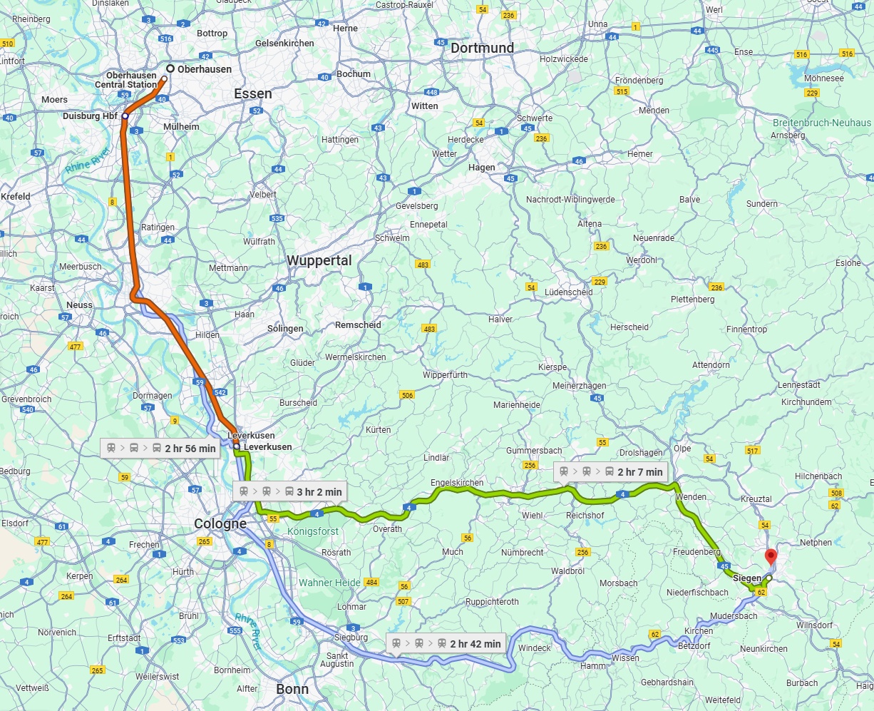 Anreise von Oberhausen Zu Siegen Über 