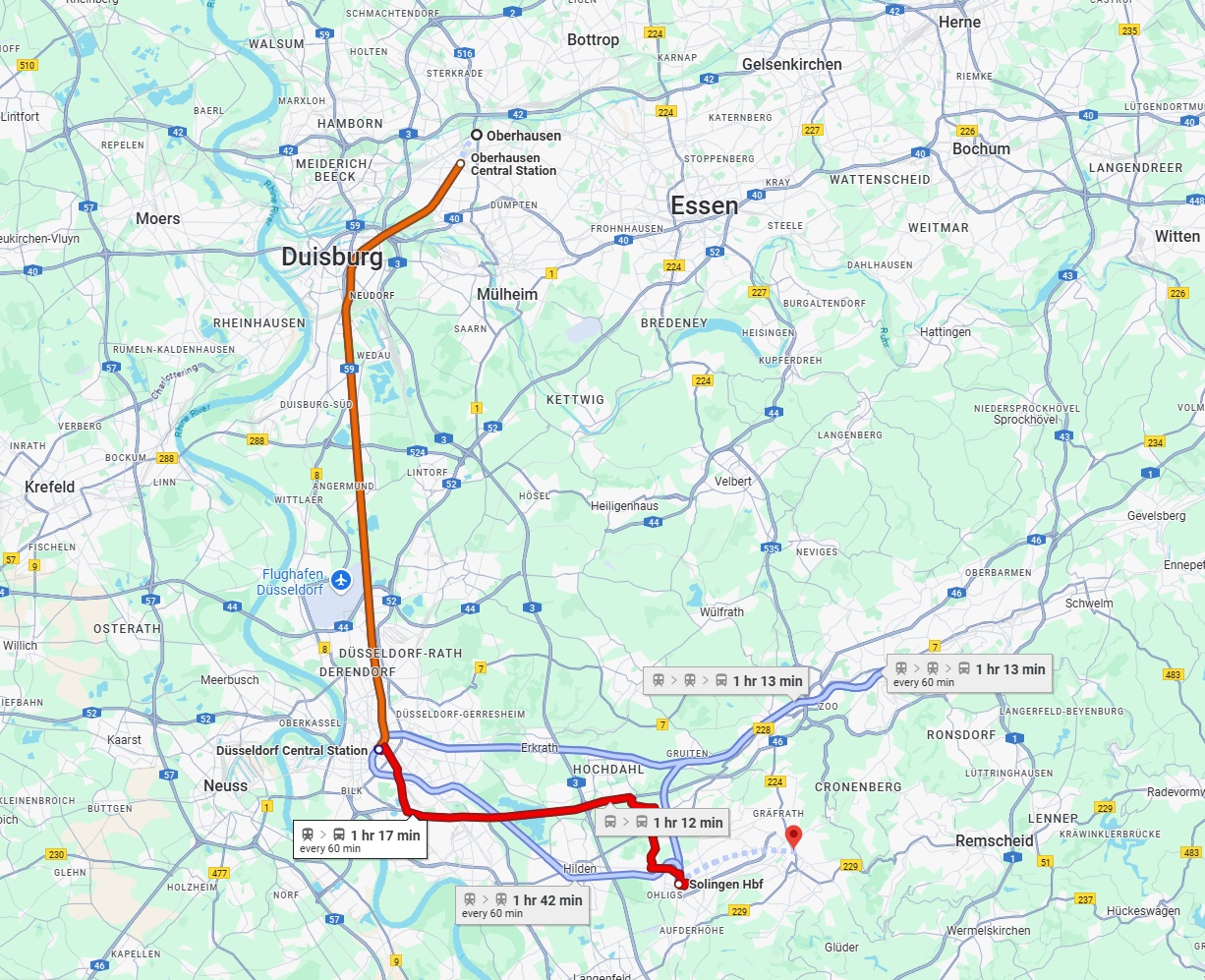 Anreise von Oberhausen Zu Solingen Über 