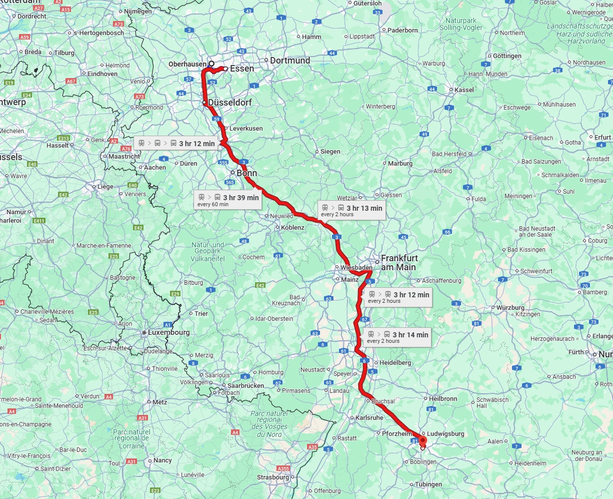 Anreise von Oberhausen Zu Stuttgart Über 