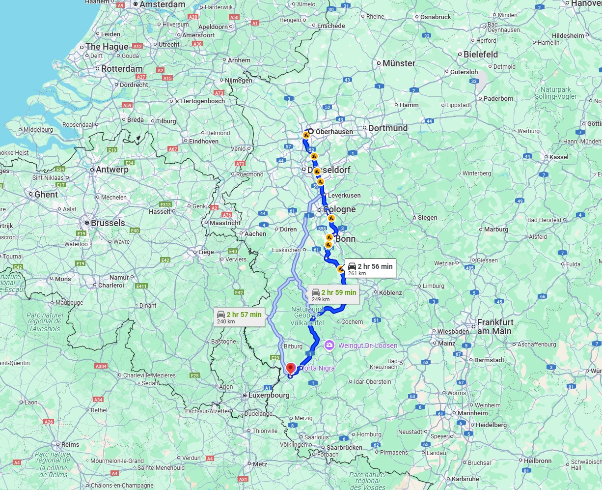 Anreise von Oberhausen Zu Trier Über via A3