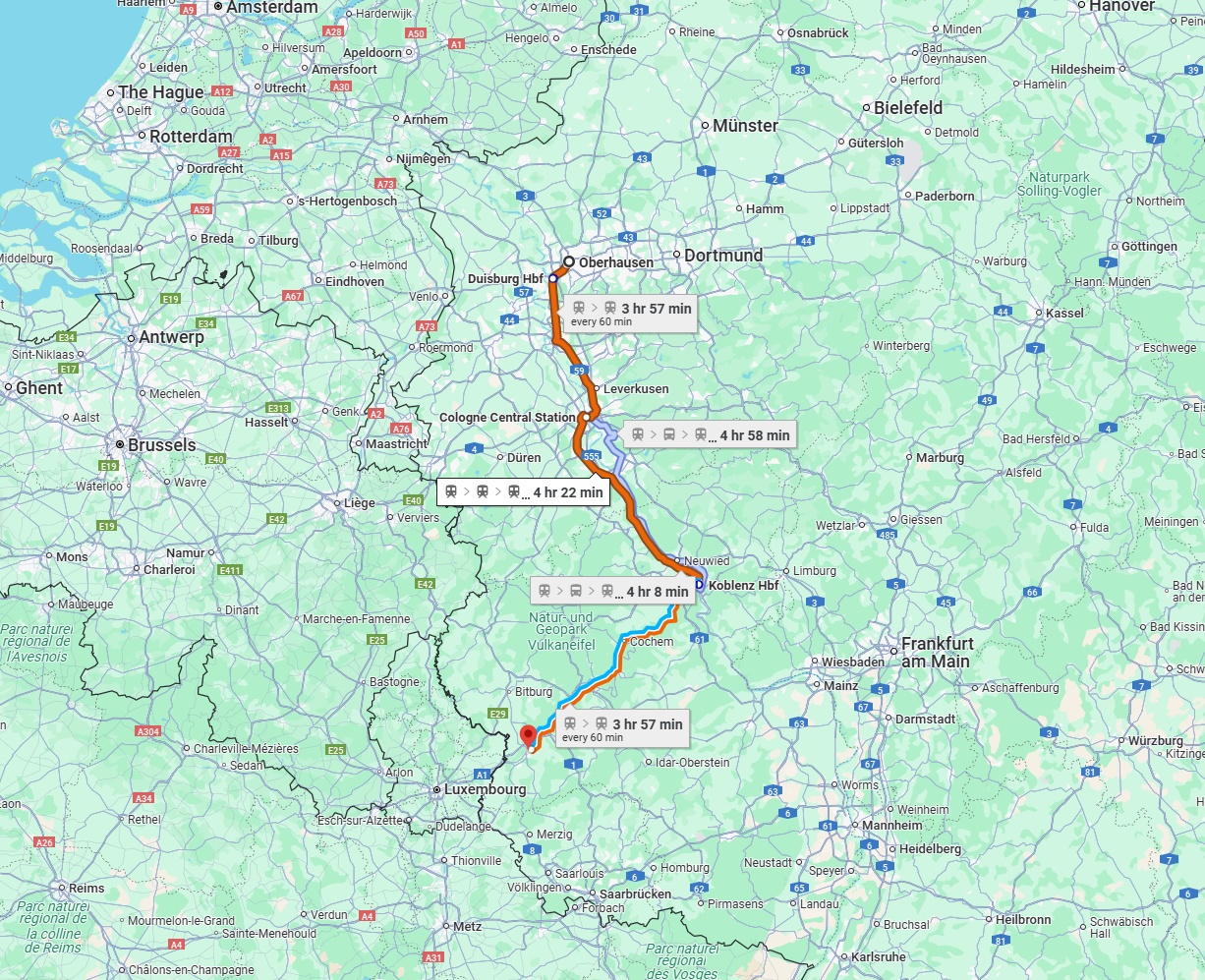 Anreise von Oberhausen Zu Trier Über 