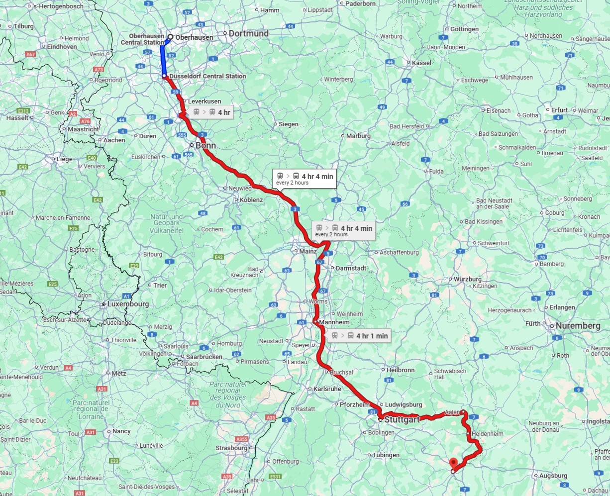 Anreise von Oberhausen Zu Ulm Über 