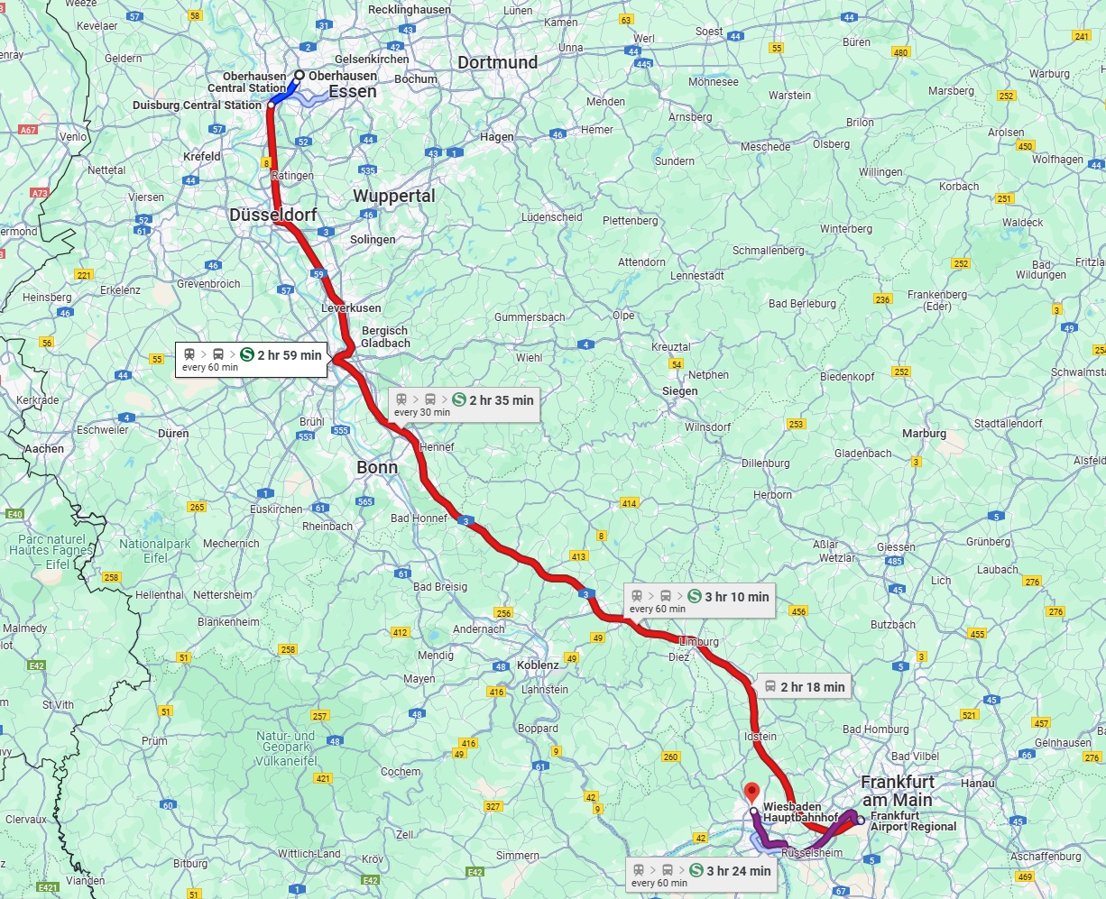 Anreise von Oberhausen Zu Wiesbaden Über 