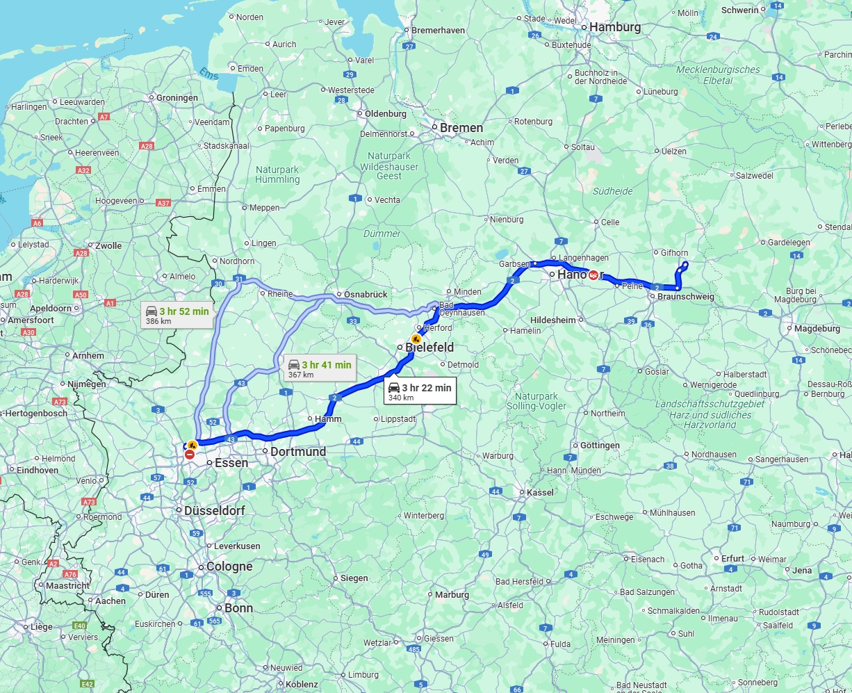 Anreise von Oberhausen Zu Wolfsburg Über via A2