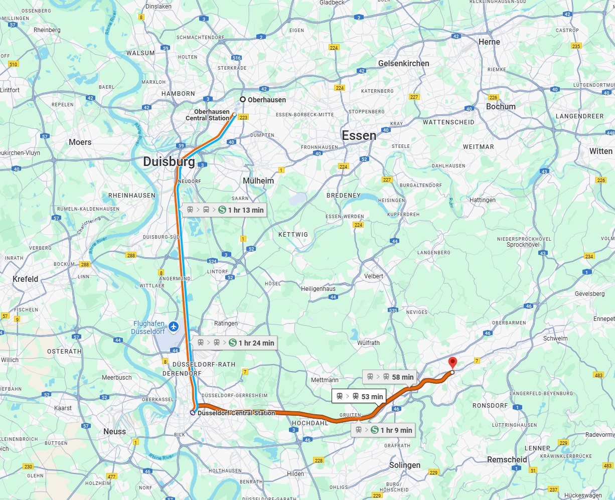 Anreise von Oberhausen Zu Wuppertal Über 