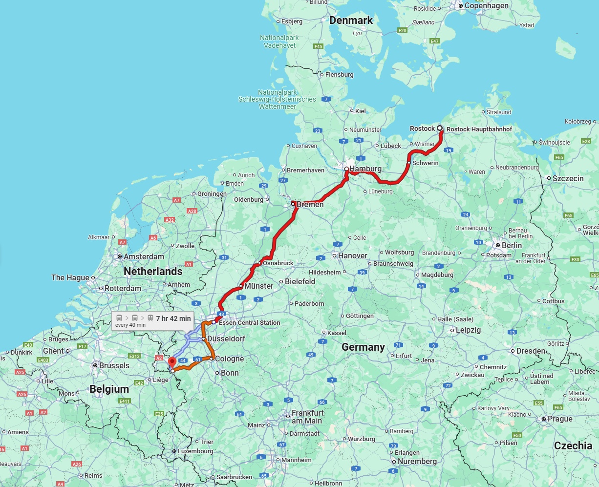 Anreise von Rostock Zu Aachen Über 